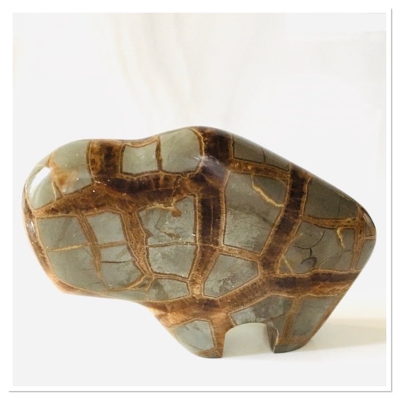 Calcite Crystal Filled Polished Septarian Buffalo Stone Sculpture Utah Crafted - Picture 2 of 6